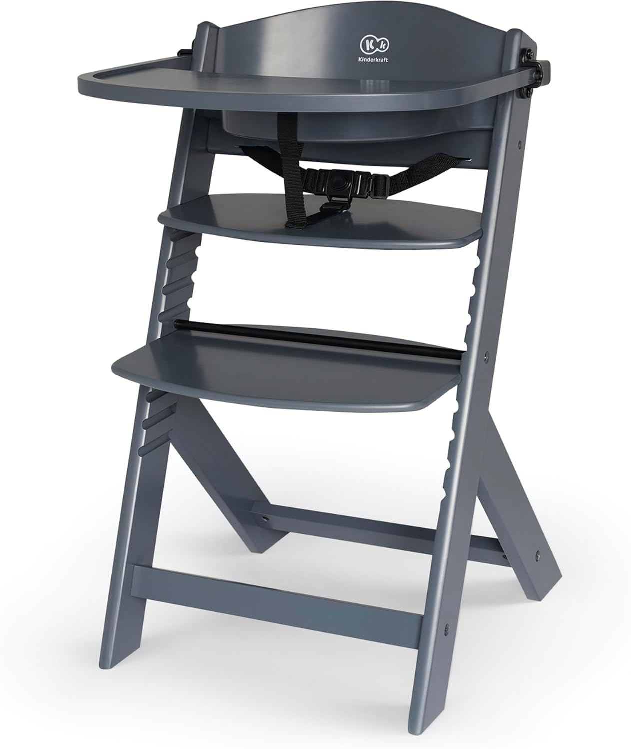Kinderkraft - ENOCK - chaise évolutive bois, réglable, solide, tout gris