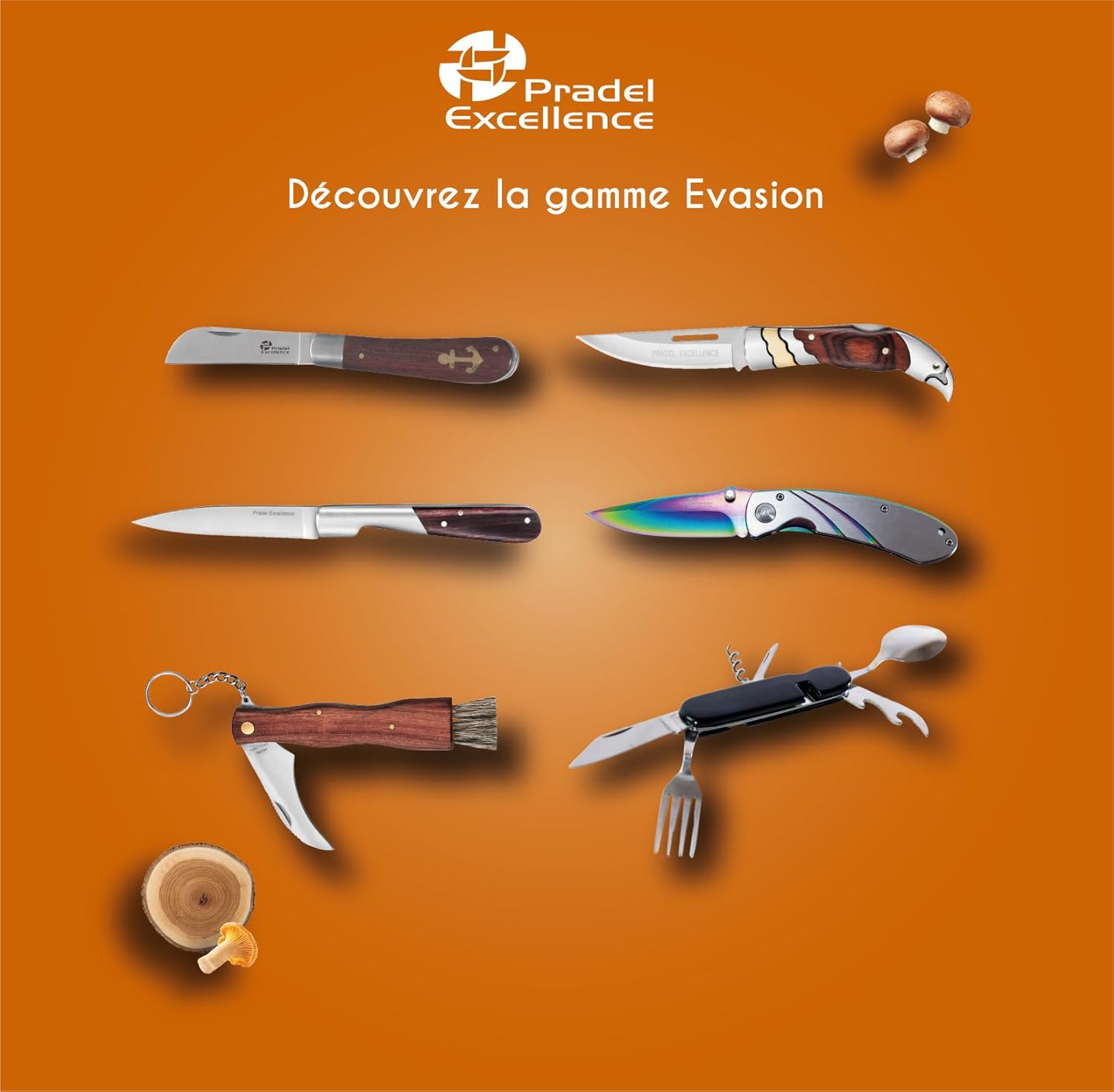 Pradel - Excellence Evasion - couteau 7,5 cm - multifonction ABS noir