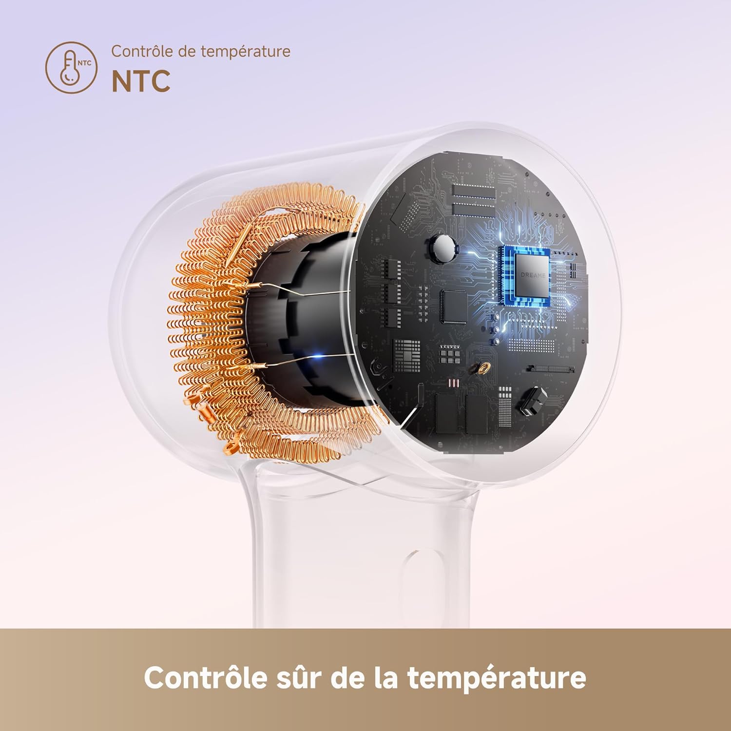 Dreame - Mini Sèche-Cheveux - 270g - Moteur 100000 tr/min, ions, 5 modes