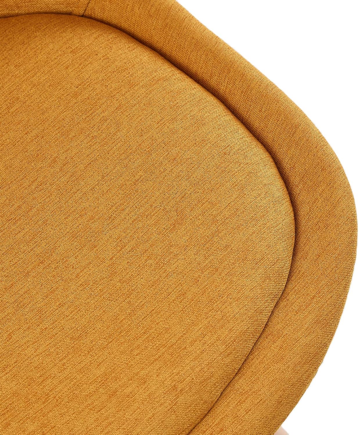 EGGREE - Lot de 2 chaises scandinaves tissu lin jaune, bois hêtre, rembourrées