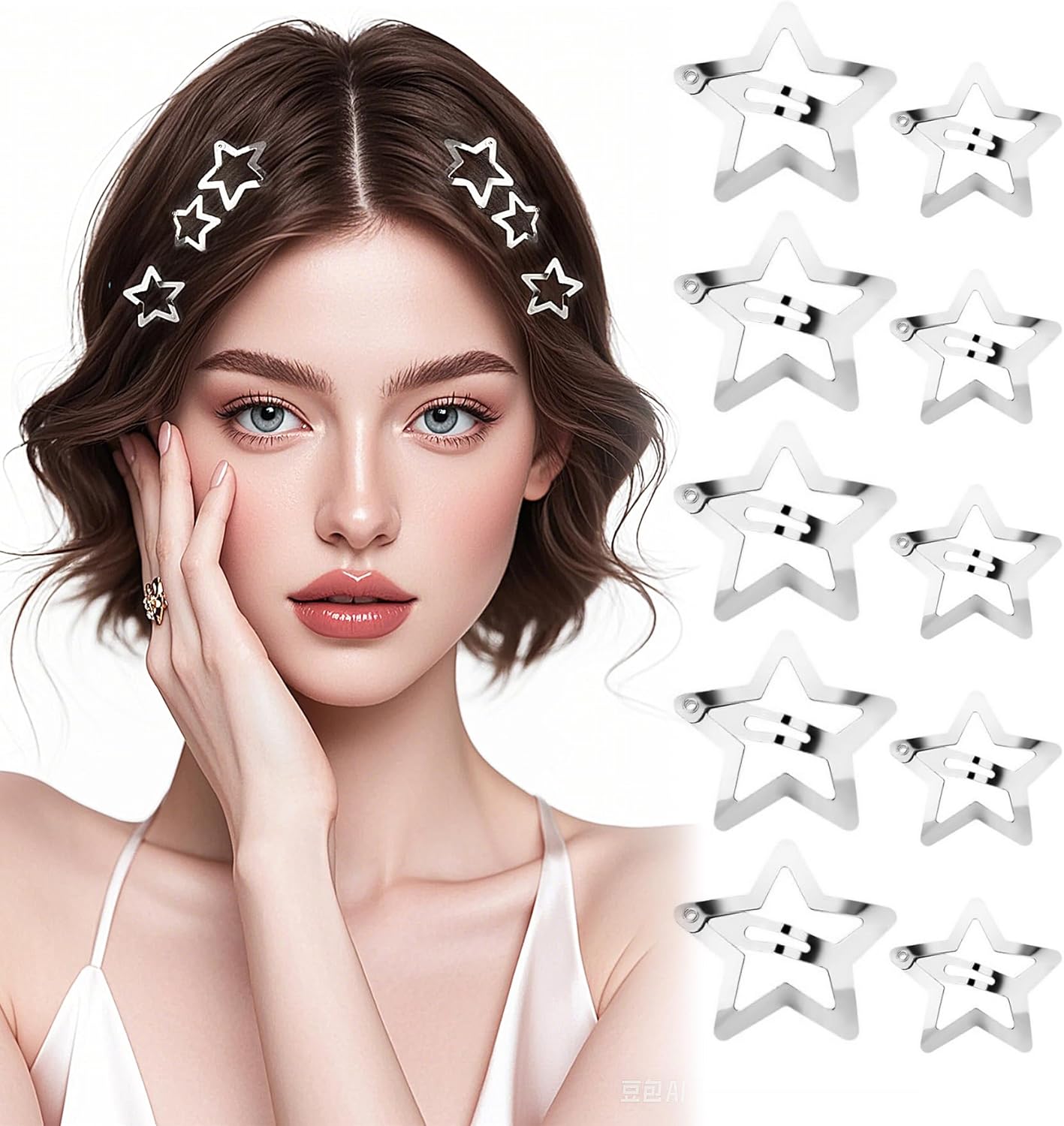 Pinces à cheveux - lot de 20, étoile argentée, style Y2K, accessoires fille