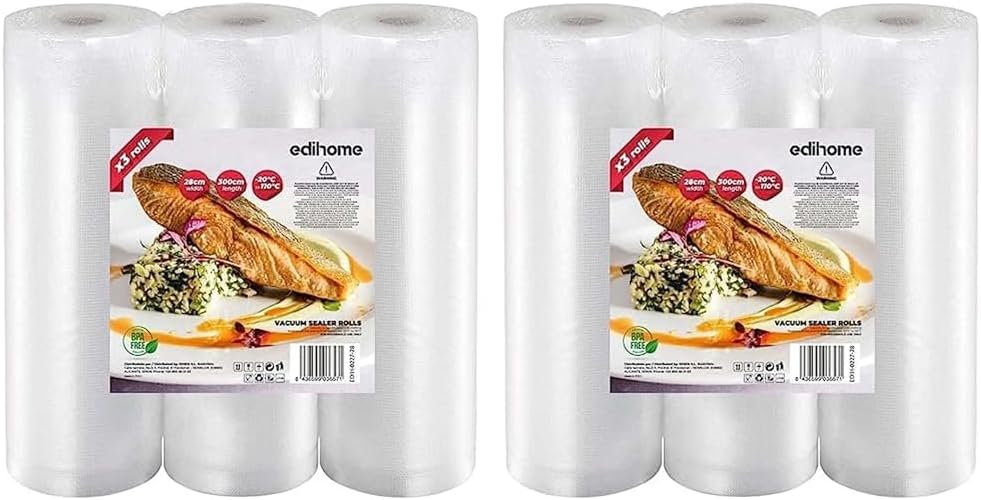 Edihome - rouleau sac sous vide - 28x300cm - sans BPA, lot de 2