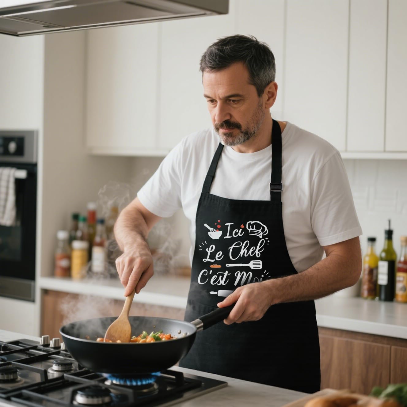 Tablier cuisine homme - humour imperméable réglable - poches pratiques