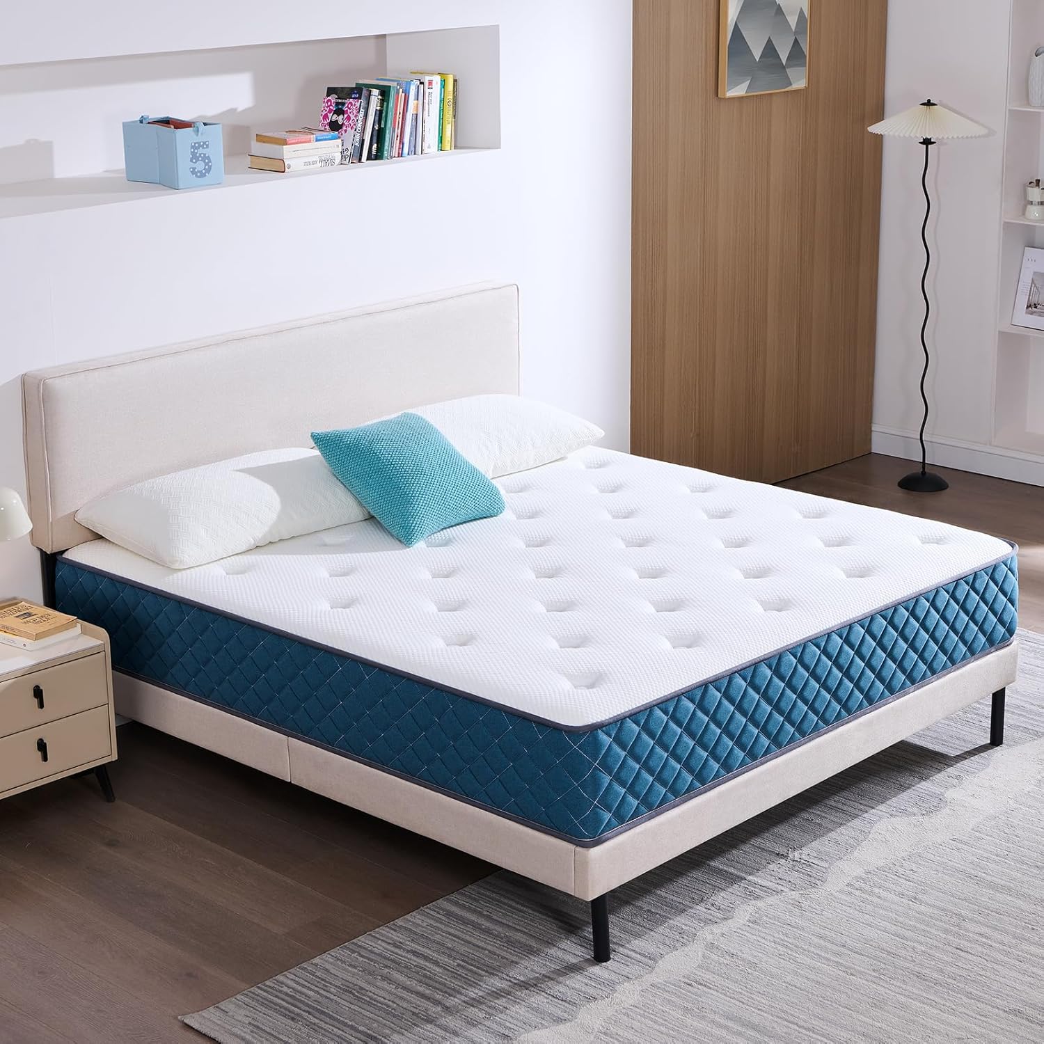 Matelas - ressorts ensachés & mémoire de forme - 160x200x25 cm - soutien moyen, respirant, durable