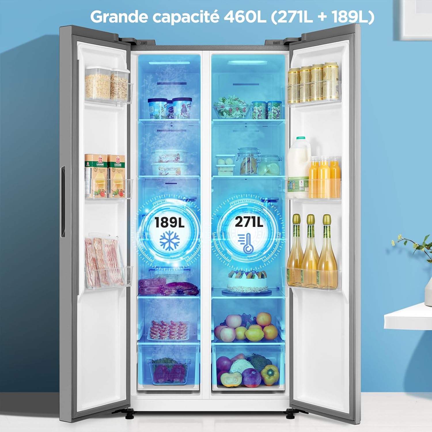 Comfee - Réfrigérateur américain 177cm 460L Inox No Frost - RCS609IX2