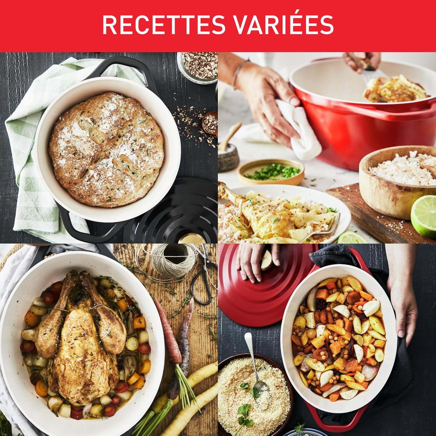 Tefal - cocotte ovale Air - 30x23cm, 5,7L, fonte légère, couvercle, E2558904