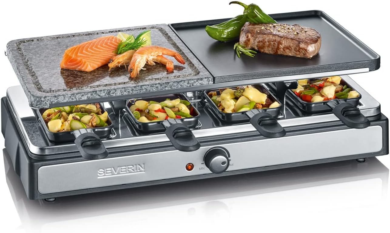 Severin - raclette pierre naturelle, plaque crêpes, thermostat, 1400W, RG 2344