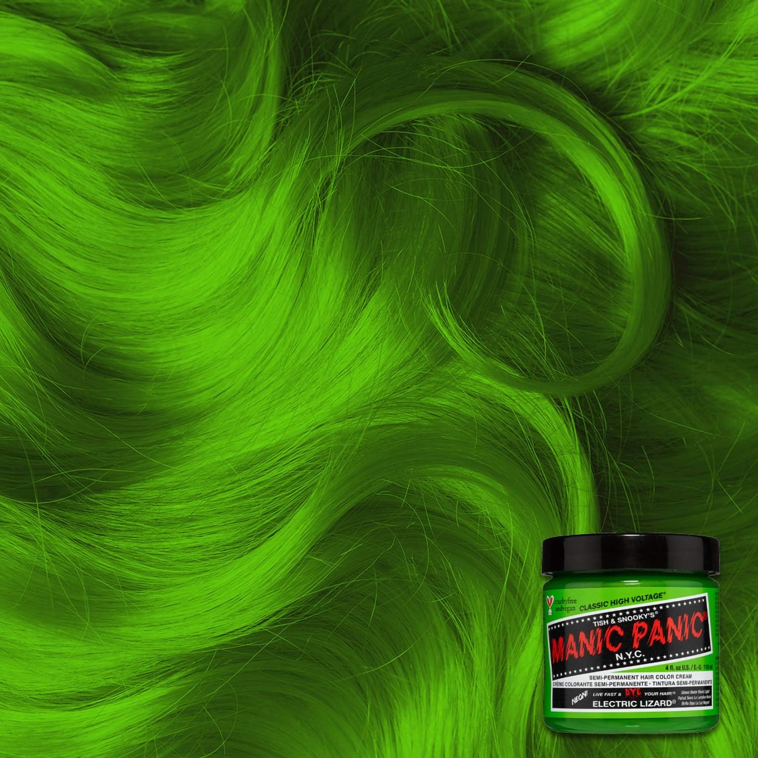 Manic Panic - Electric Lizard Cream - coloration cheveux - vert vif, finition crème