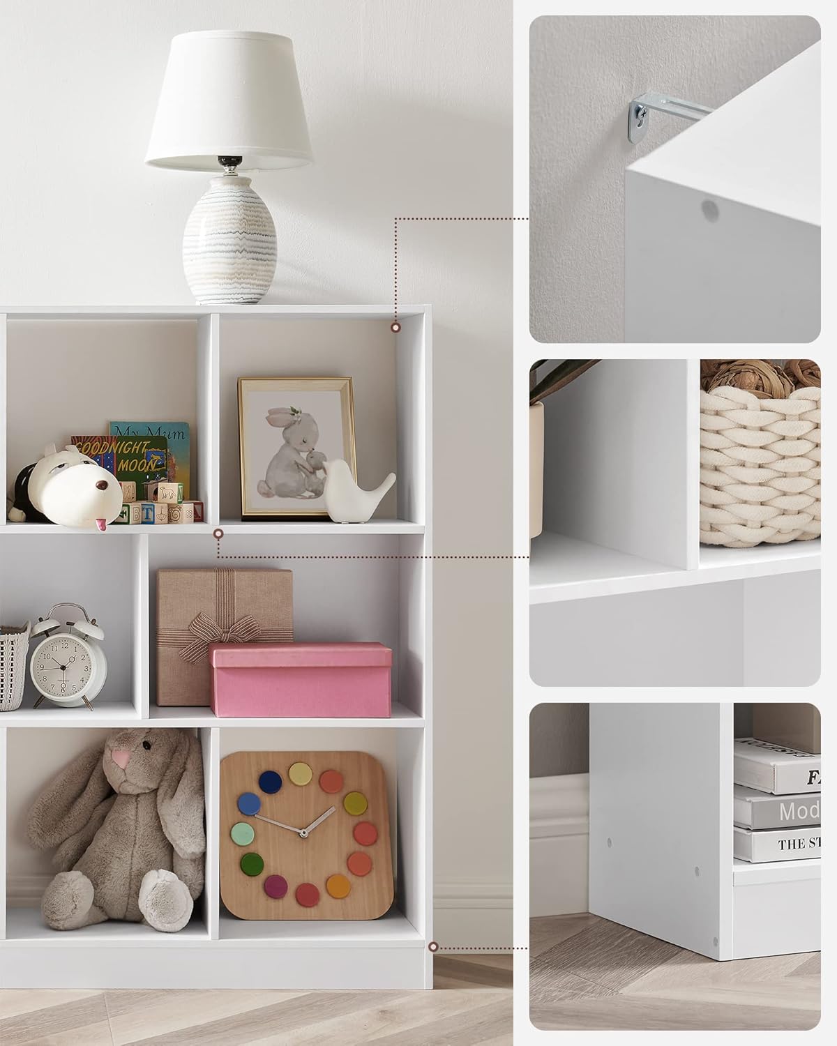 VASAGLE - bibliothèque modulable 30x126x100cm, 11 compartiments, blanc LBC054T14