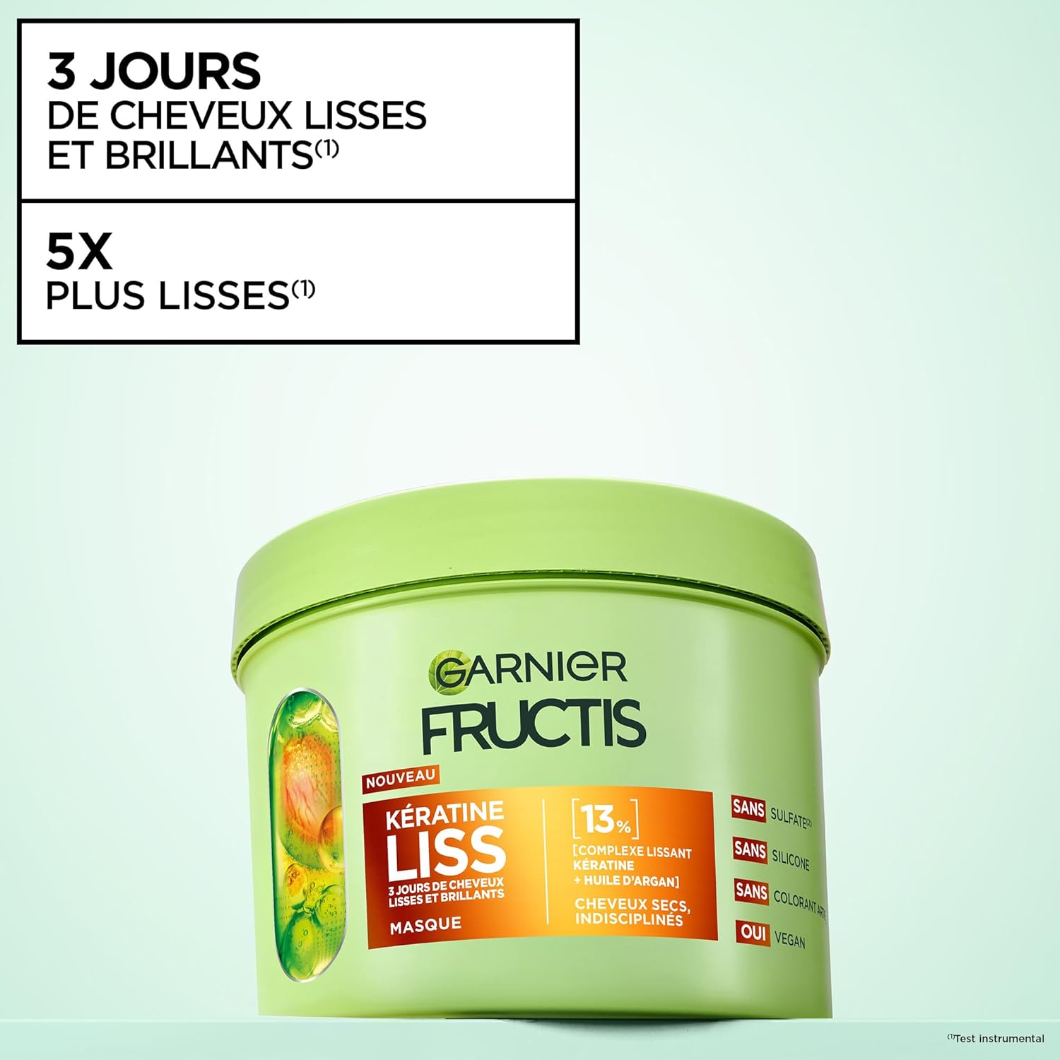 Garnier - Fructis Kératine Liss - routine 3 soins lissants, kératine végétale, huile d'argan, anti-frisottis