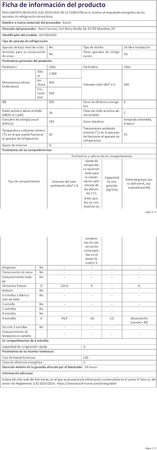 Bosch - réfrigérateur congélateur Série 4 - 186x60cm, 214L/94L, inox - KGV36VLEAS