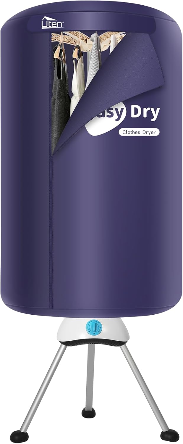 Sèche-linge électrique rond, 1000W, minuterie, séchage portable