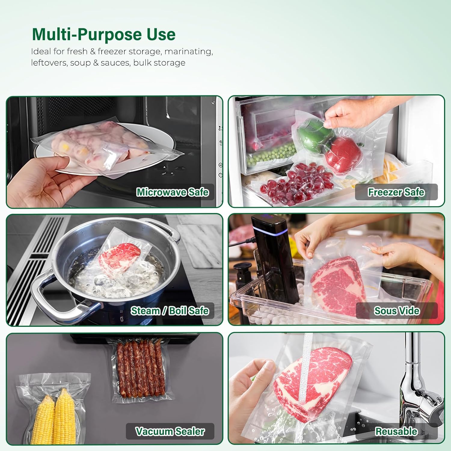 Oderra - sacs sous vide alimentaire - 20x30 cm - lot de 100, compatibilité universelle