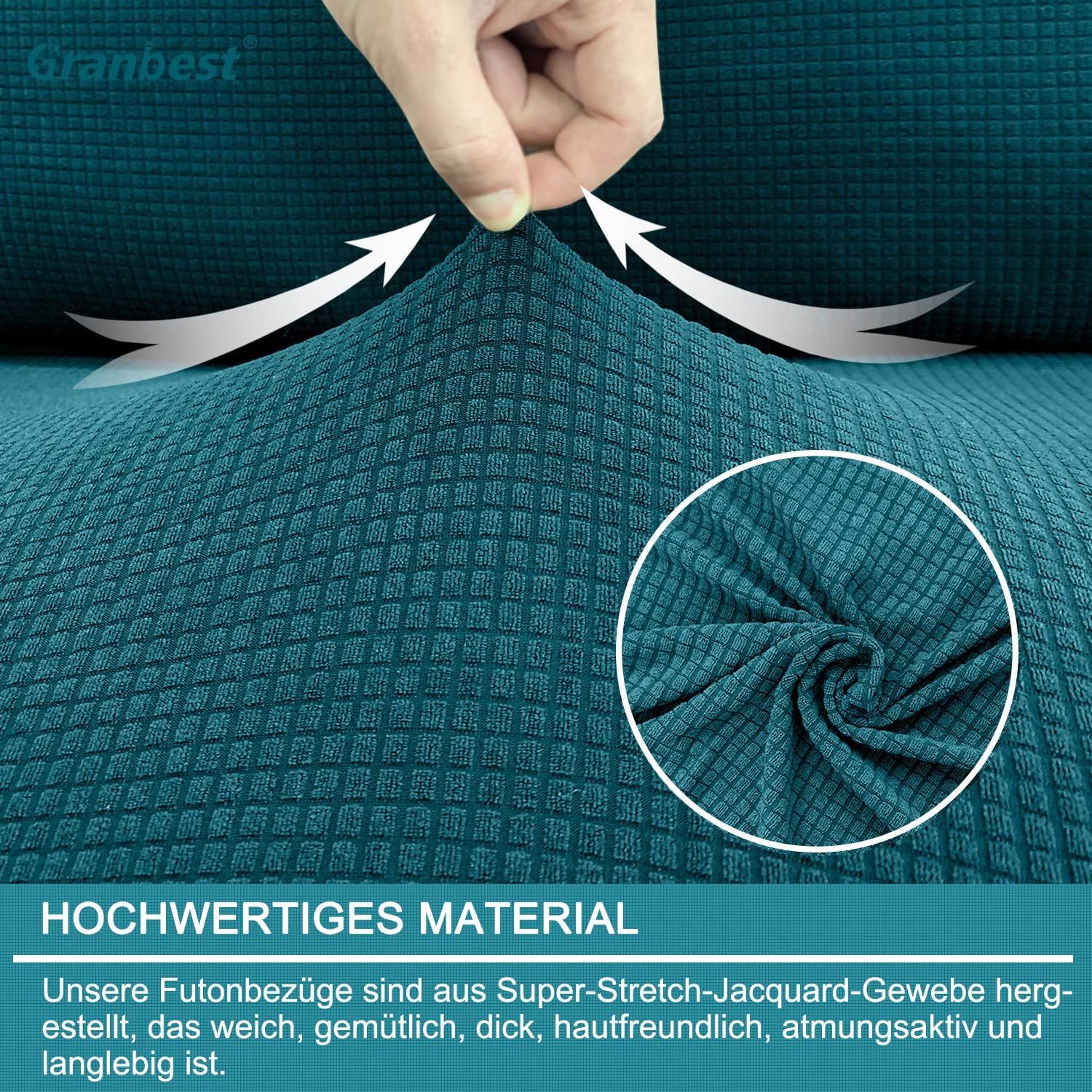 Granbest - housse de futon sans accoudoirs - 180x120cm - imperméable, hautement extensible, antidérapante, noir vert