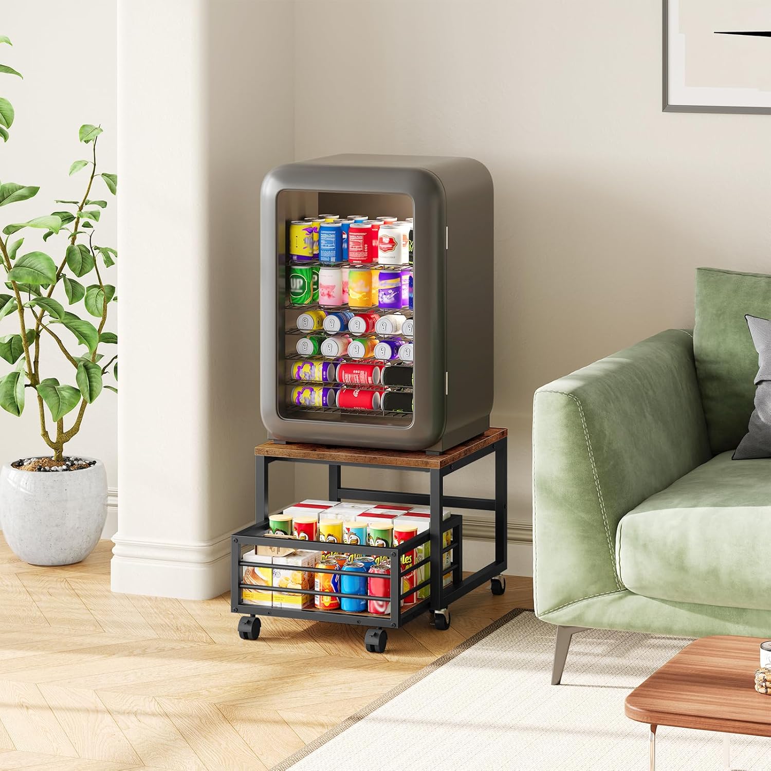 HOOBRO - support mini-réfrigérateur, métal, roulettes, EBF155TL01