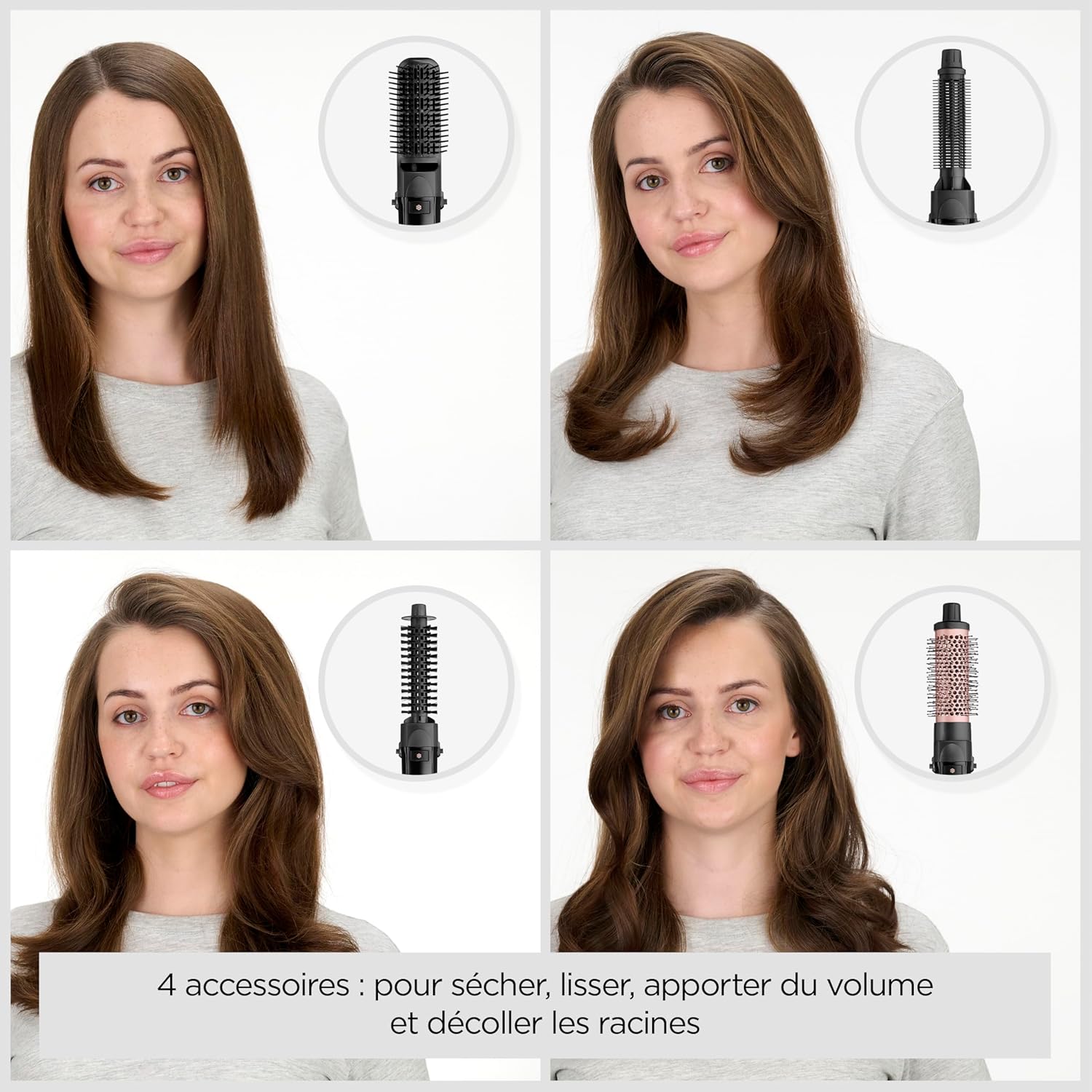 BaByliss - Brosse soufflante Smooth Finish - 1200W - 4-en-1, 3 températures, ionique - AS122E
