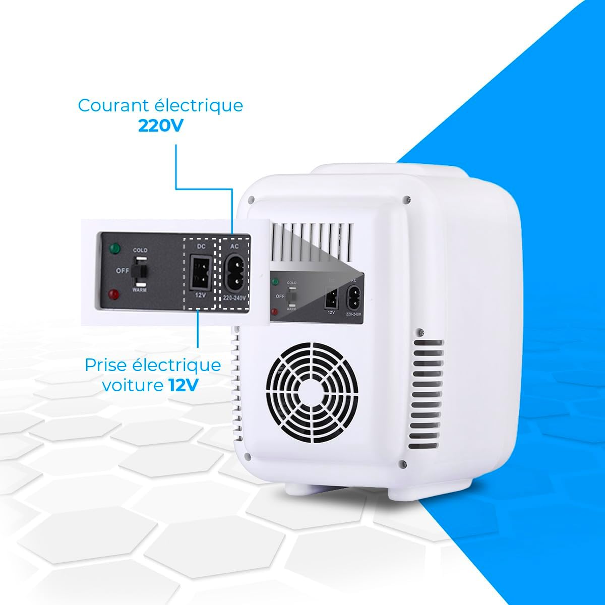 NK - Mini réfrigérateur portable - 4L - refroidissement/chauffage, 12V/220V