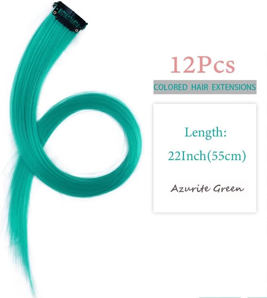 Mèches de cheveux - turquoise 55 cm - lot de 12, tresses enfants