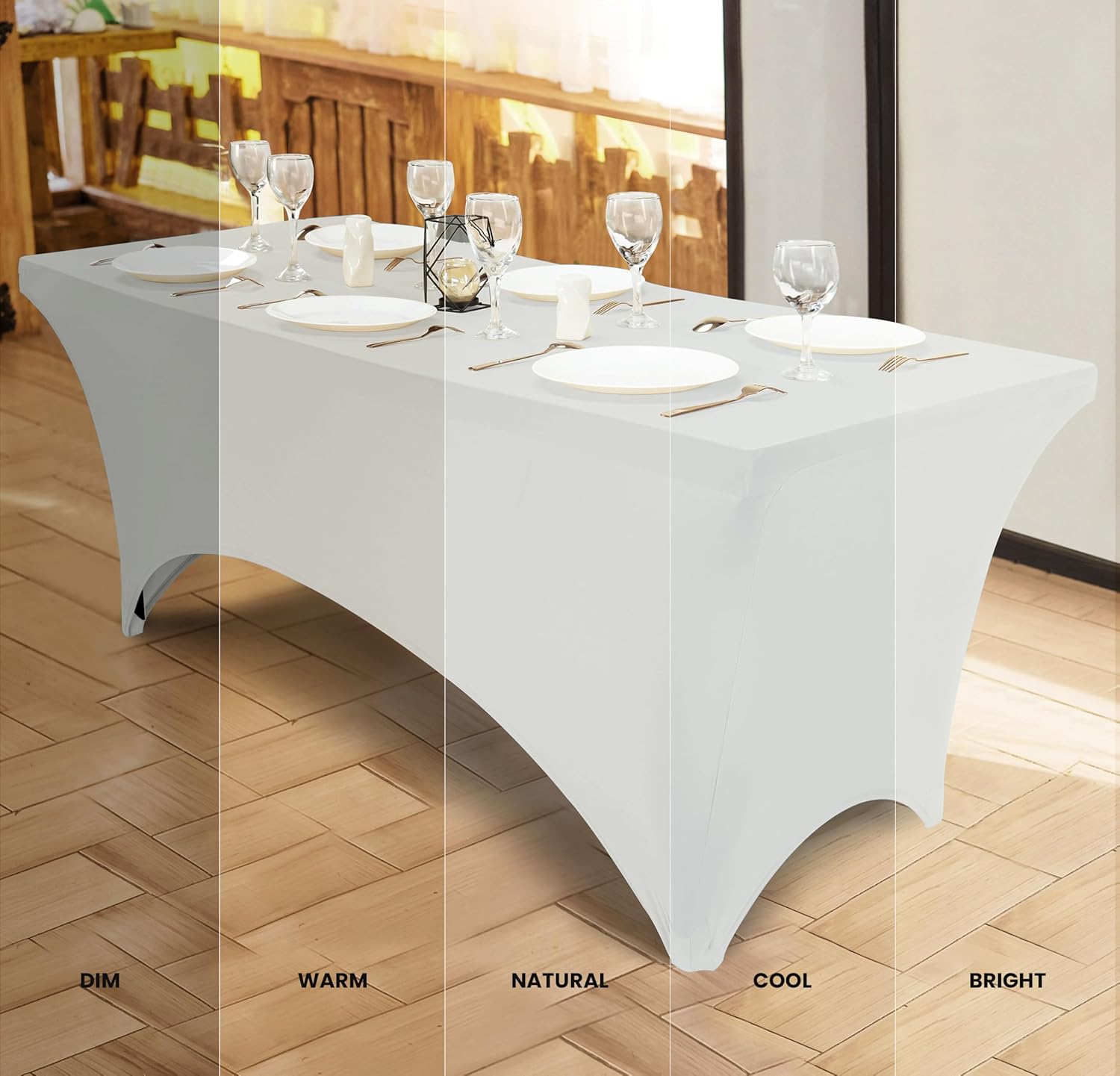 Utopia Kitchen - nappe extensible - 244 cm - polyester spandex lavable, lot de 2, Blanc