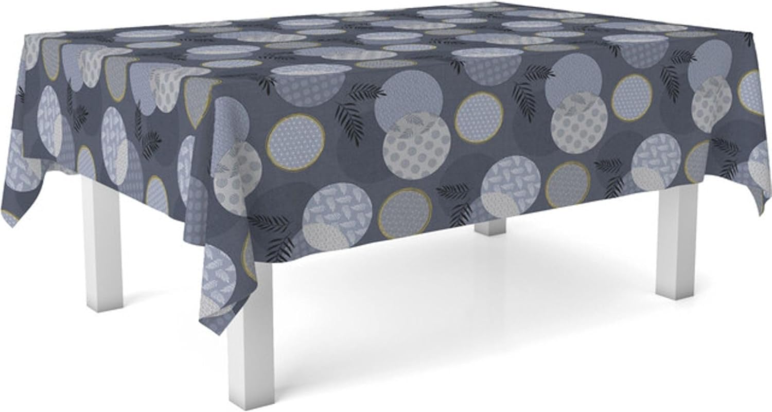 Nappe en toile cirée - Lens Bleu - 140 cm - anti-taches, imperméable