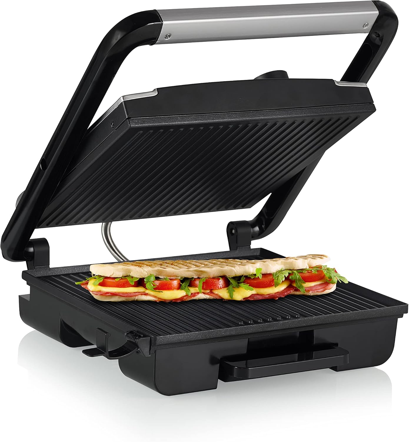 Princess – Appareil à paninis, brossé, 30x27cm, 2 portions, 2000W