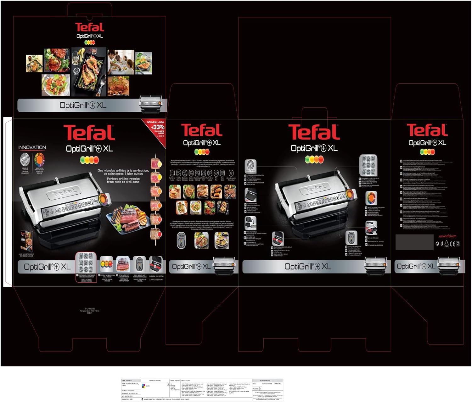 Tefal - Optigrill+ XL - format XL - 9 programmes, manuel, jusqu’à 8 pers - GC722D16