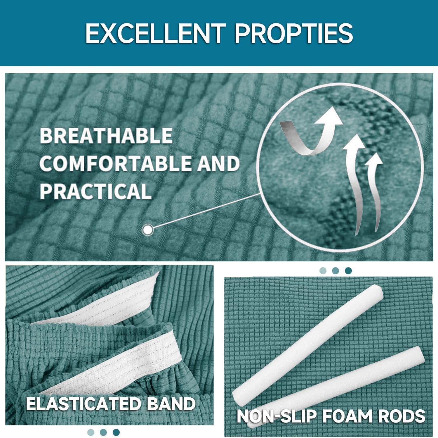 Housse canapé extensible 3 places - accoudoirs - anti-glisse, lavable, bleu clair