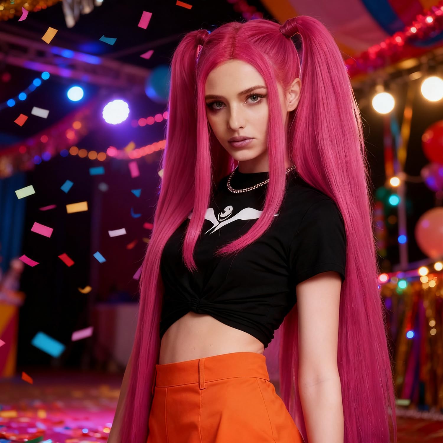 Perruque cosplay enfant - longue violette - festival, Halloween, fête