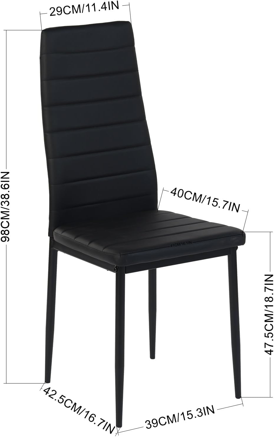 Chaise de salle à manger - lot de 4 - haut dossier, coussin, noir, imperméable