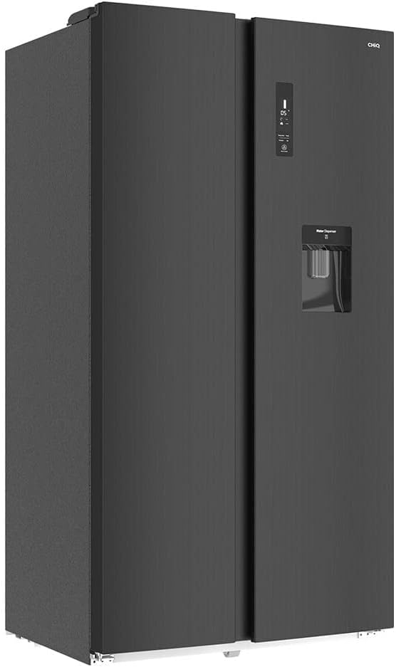 CHIQ - Réfrigérateur américain, 559L, inox noir, no frost, distributeur d'eau, FSS559NEI42D