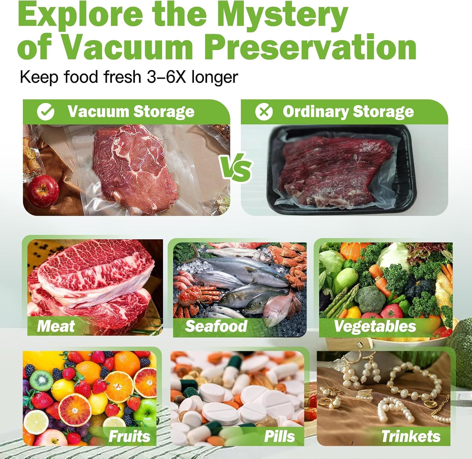 Sac sous vide alimentaire - rouleaux 15x1/20x3/28x5x300cm - sans BPA, certification FDA LFGB