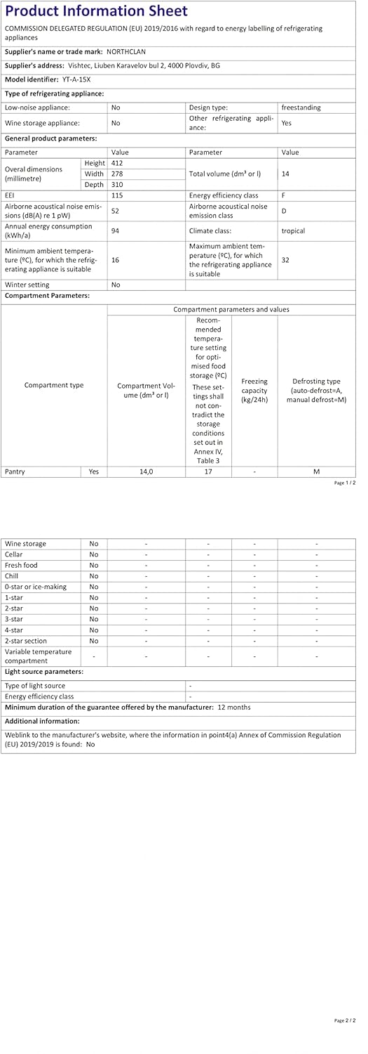 NORTHCLAN - mini frigo chambre 15L, silencieux, chaud/froid, 12V/220V