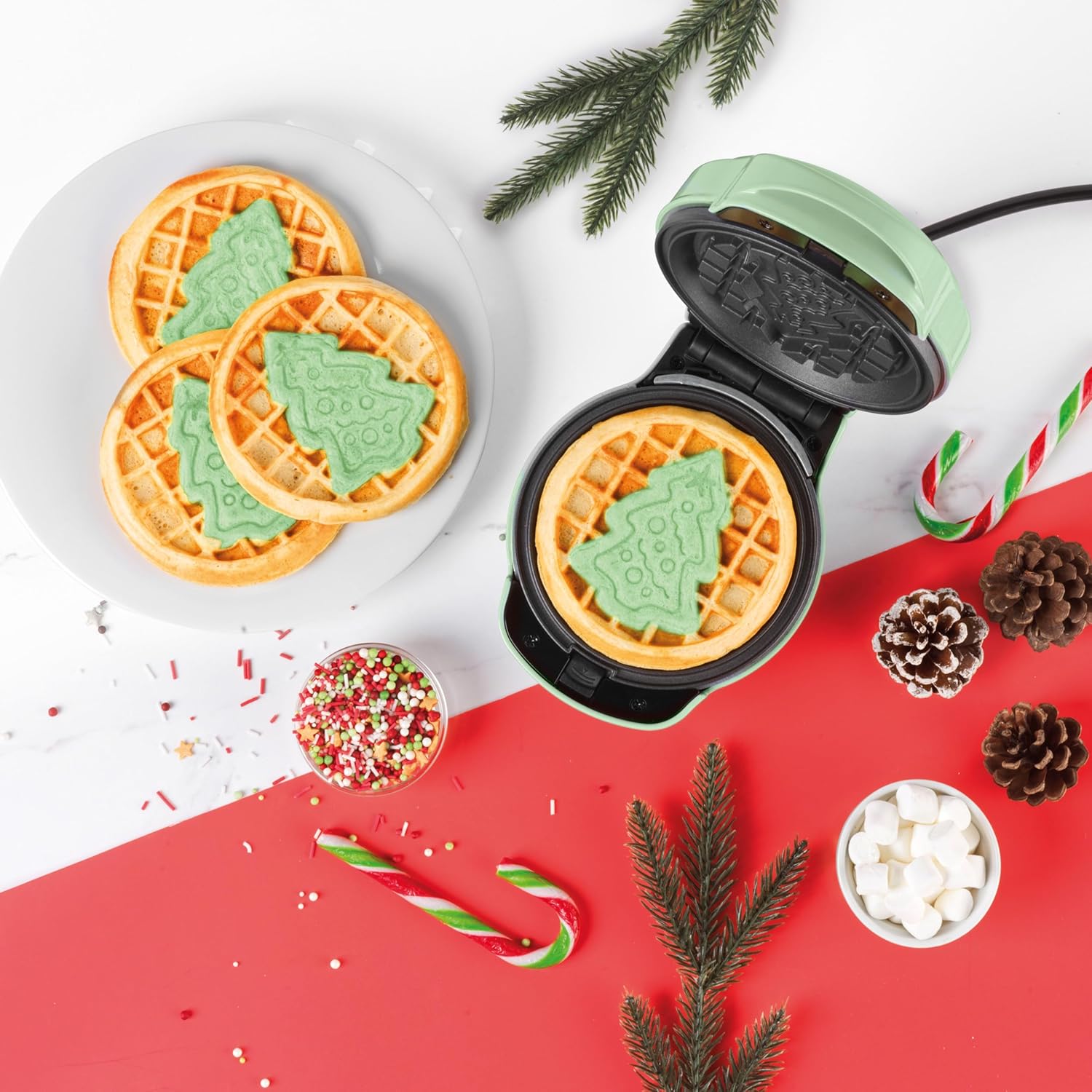 Giles & Posner - Mini gaufrier 5 en 1 - plaques amovibles, nettoyage facile, toucher froid