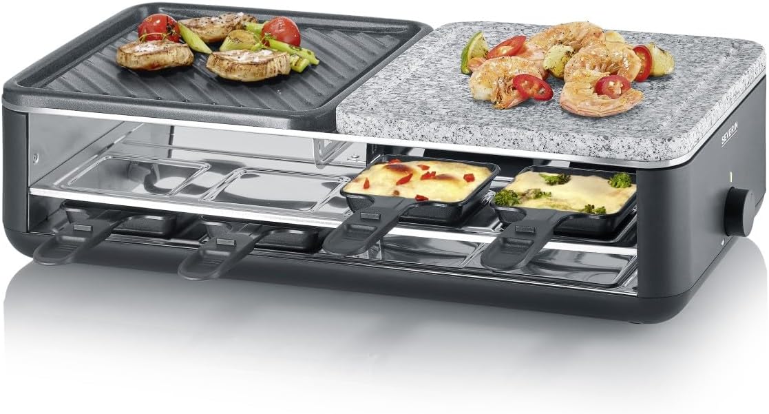 Severin - raclette 8 pers, pierre naturelle, céramique, thermostat - RG 2366