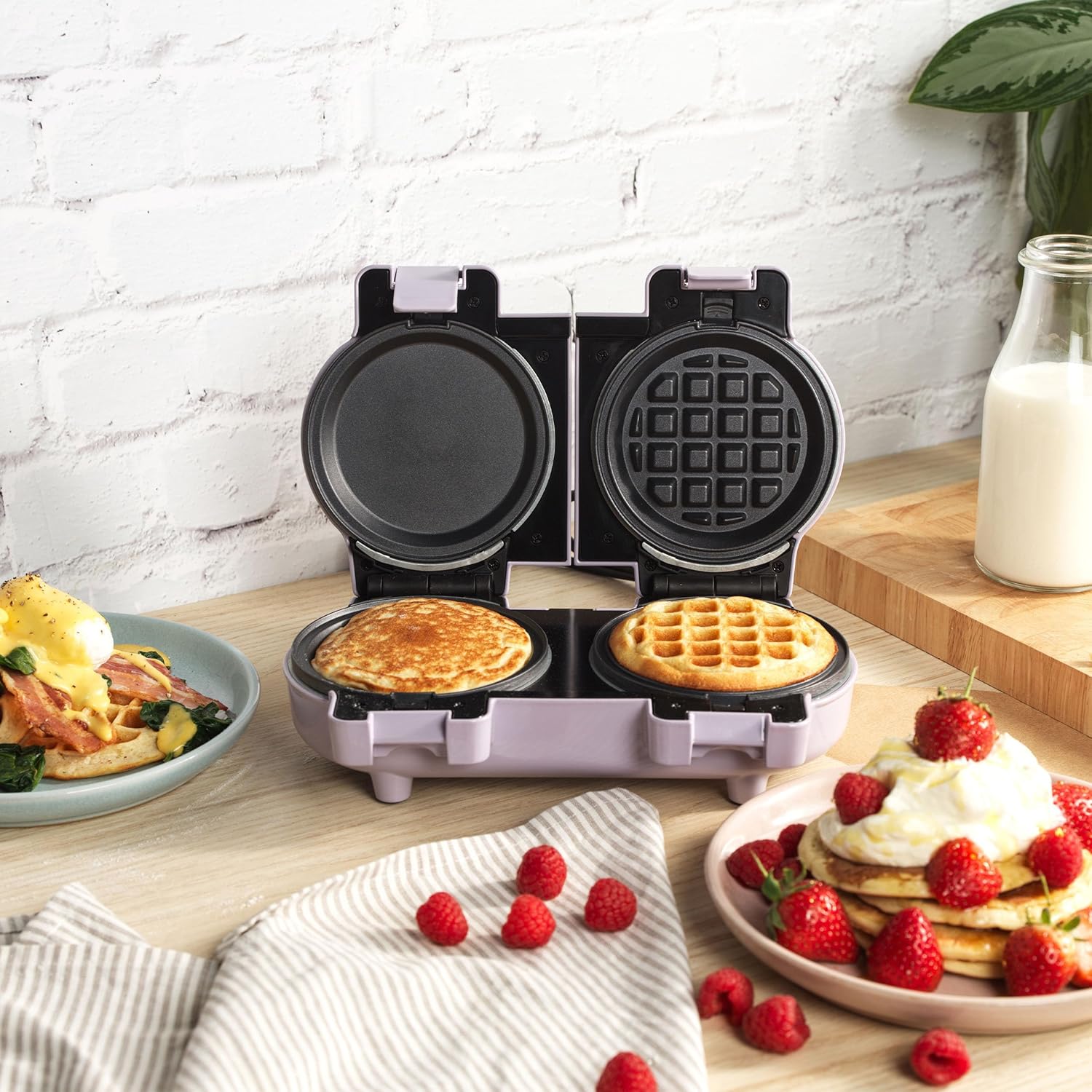 Giles & Posner - Double Waffle Maker - compact - plaques antiadhésives amovibles