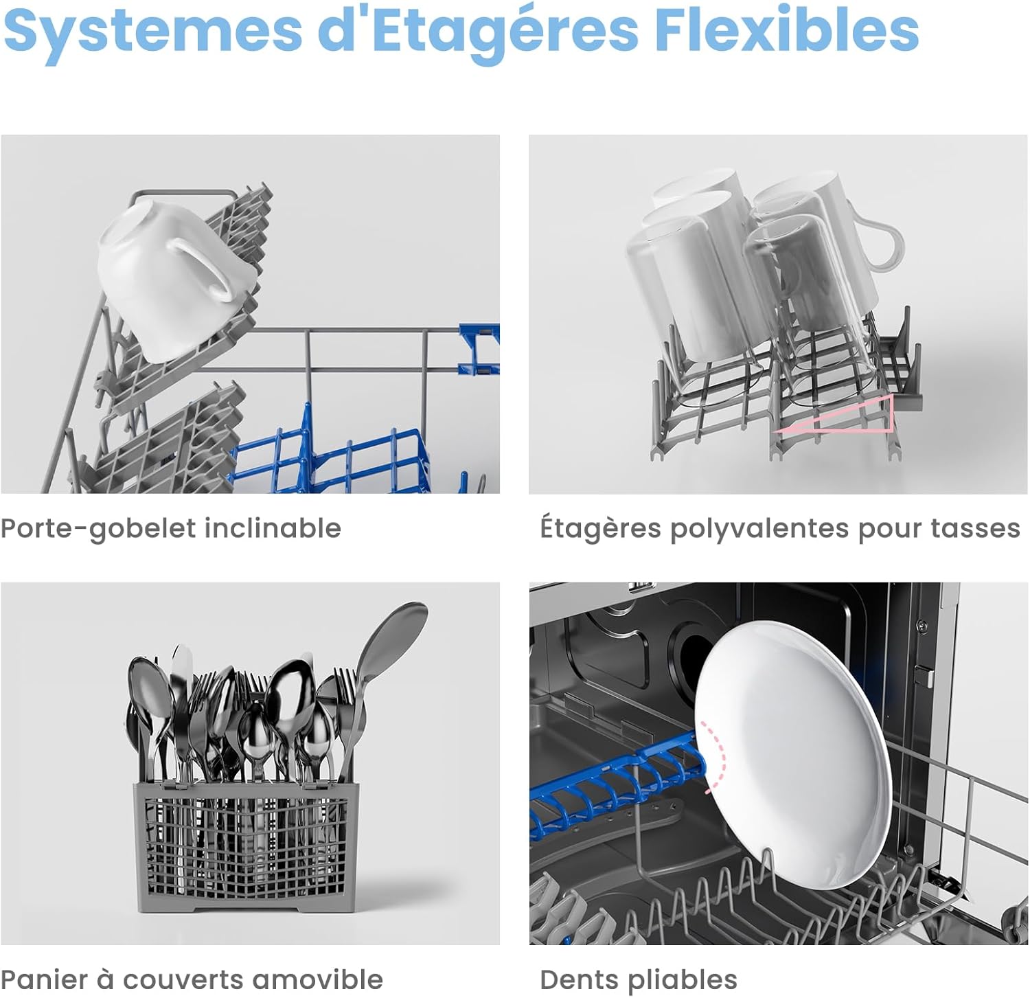 COMFEE - lave-vaisselle compact 6 couverts, LED, 47 dB, démarrage différé, CDWMT0602ESD-EU