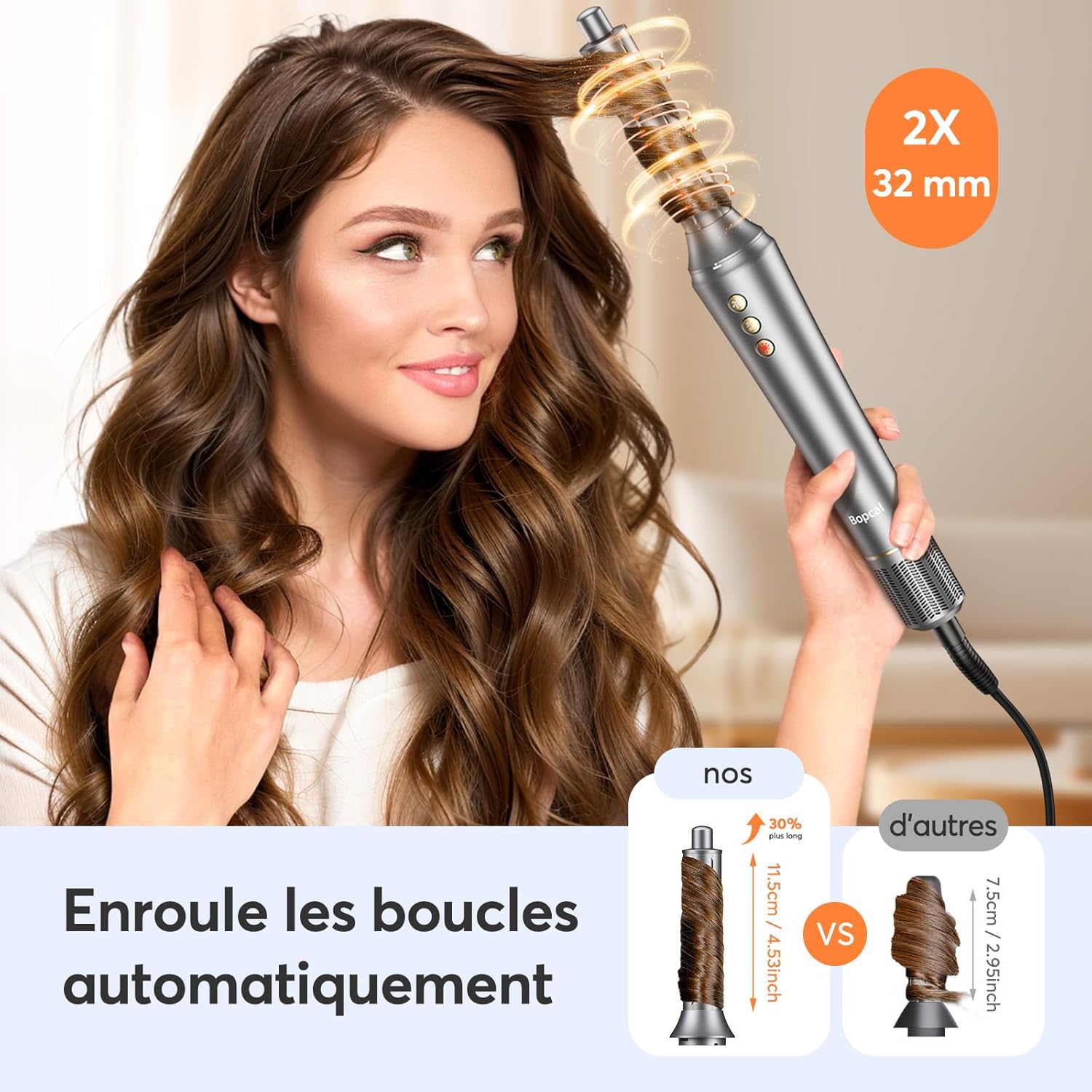 Bopcal - Hair Styler 5 en 1 - 110000 RPM - Fonction ionique, boucle automatique