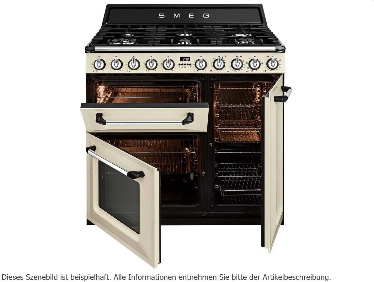Smeg - TR93BLD - Cuisinière 90cm - 3 fours, gaz, noir, commandes frontales