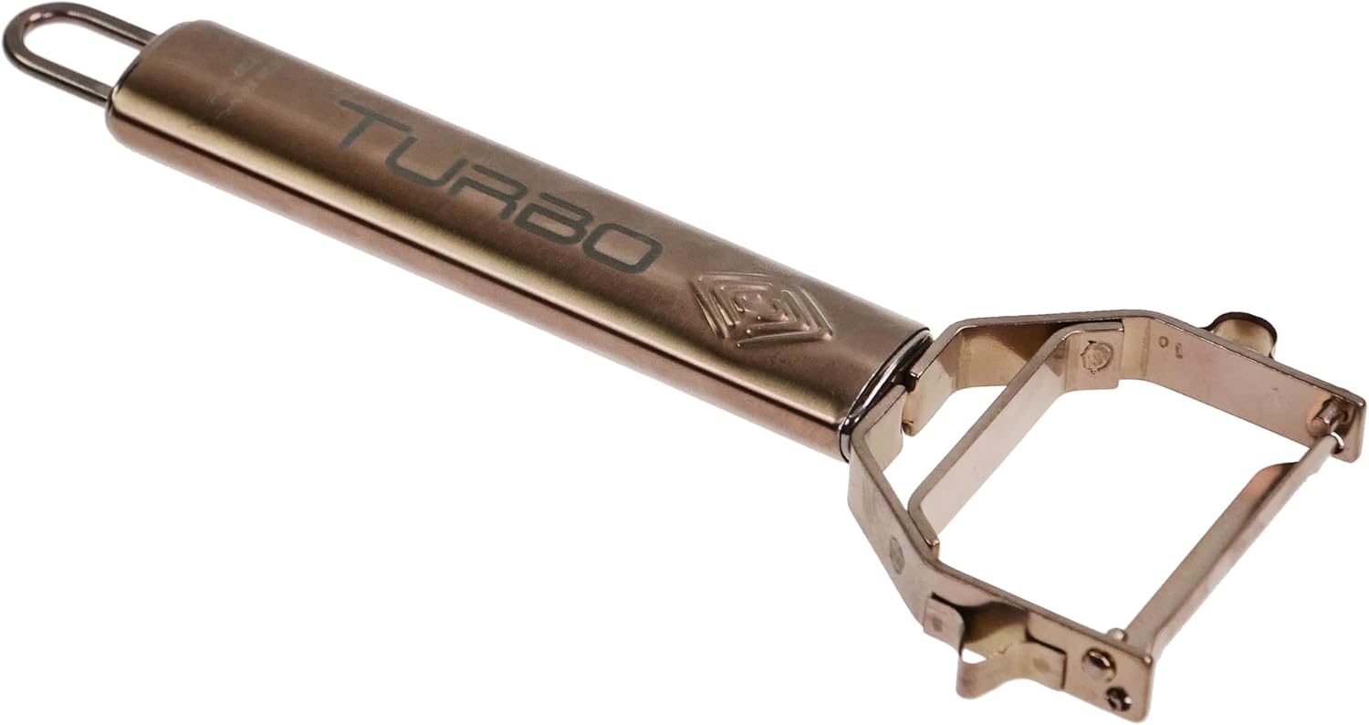 Turbo Produkte - éplucheur rosé inox 3 en 1, lame pendulaire fruits/légumes