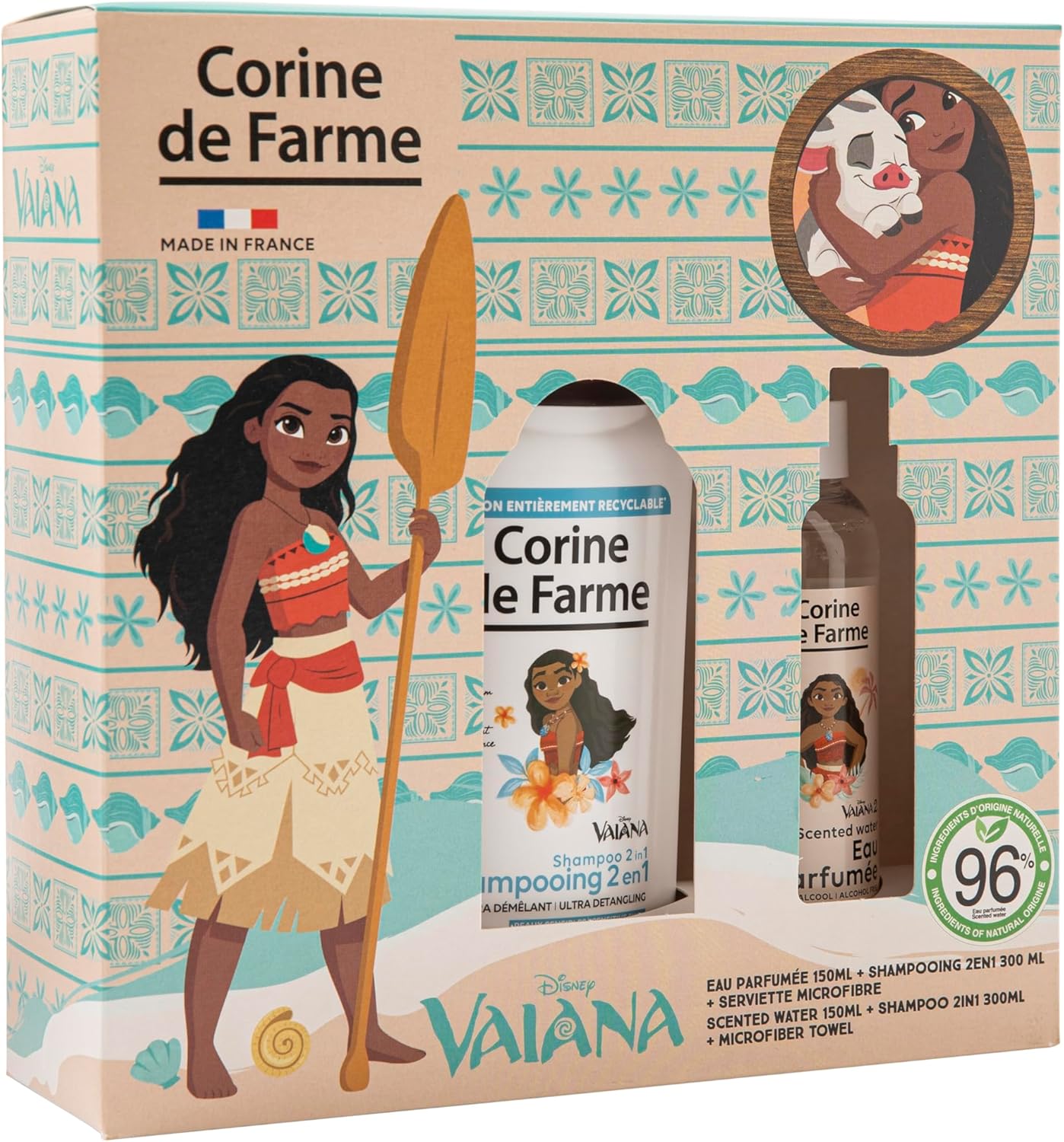 Corine de Farme - Coffret Vaiana - 150ml/300ml - Coco, 96% naturel, démêlant cheveux secs