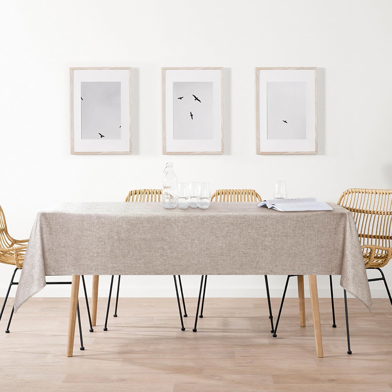 DWCN - Nappe Effet Lin - 135x300cm - Imperméable, anti-tache, lavable, usage extérieur DWCN