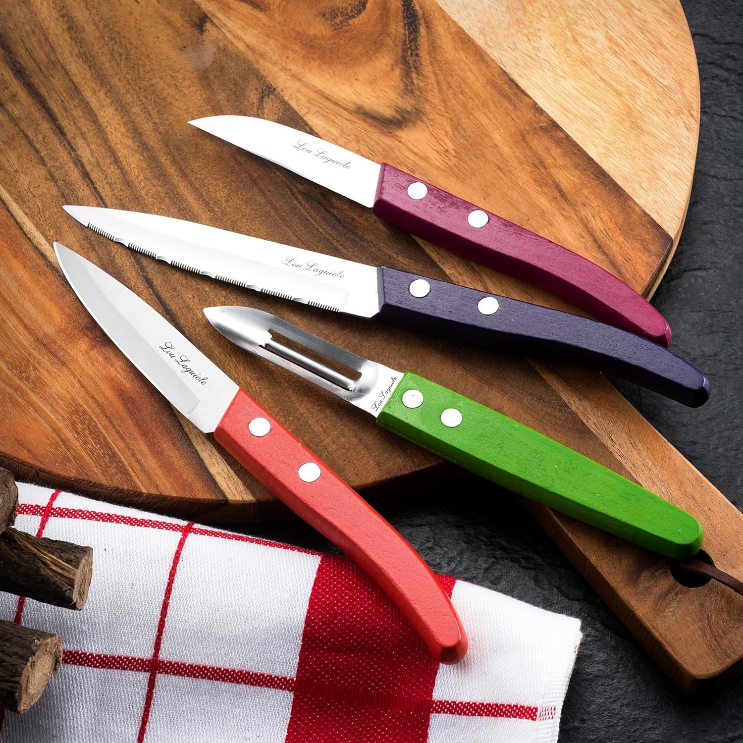 Lou Laguiole - Forest - Set 4 petits couteaux inox bois teinté, finition satinée