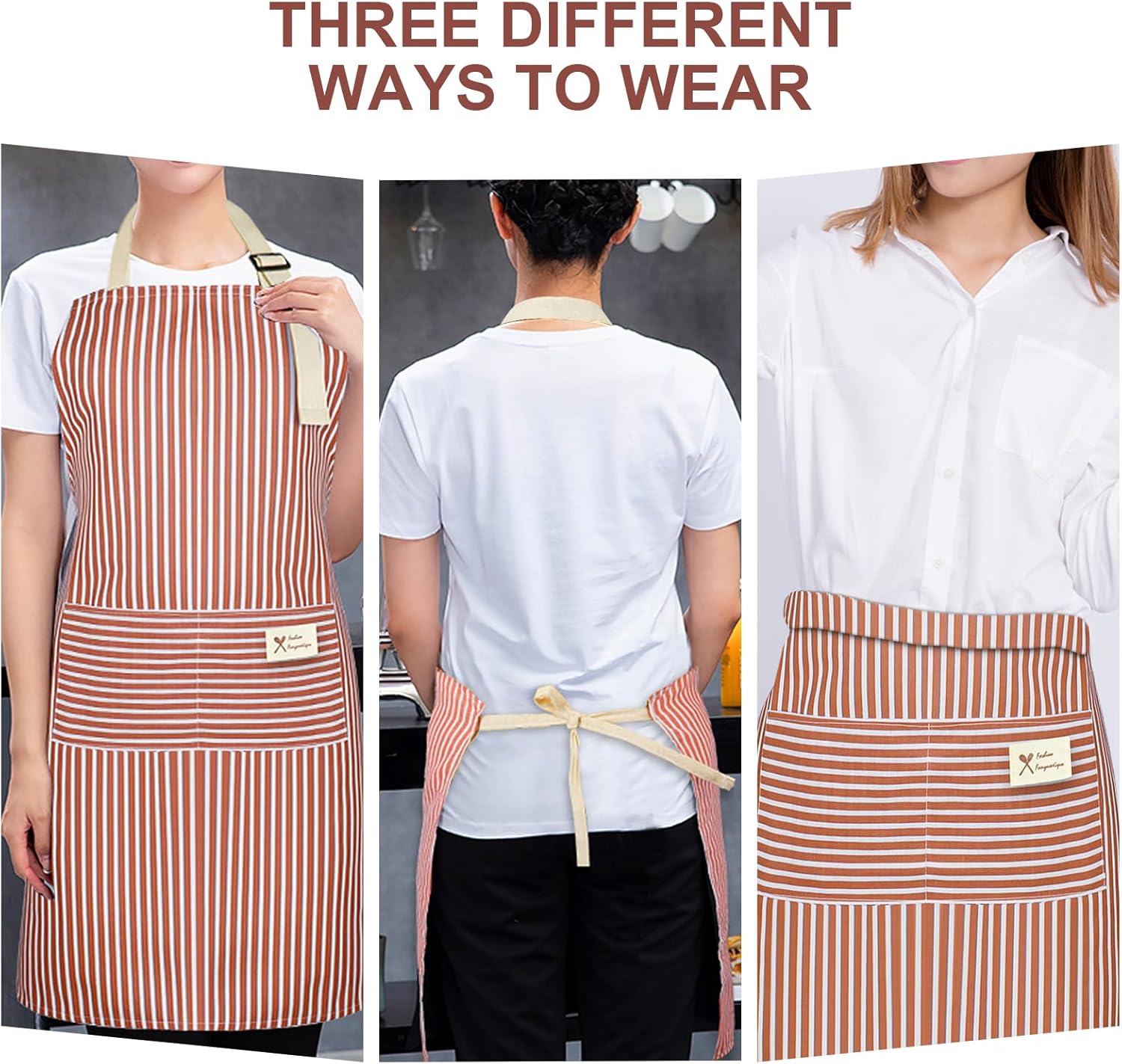 Vicloon - tablier de cuisine professionnel - coton - 2 poches, bretelles réglables, lot de 2