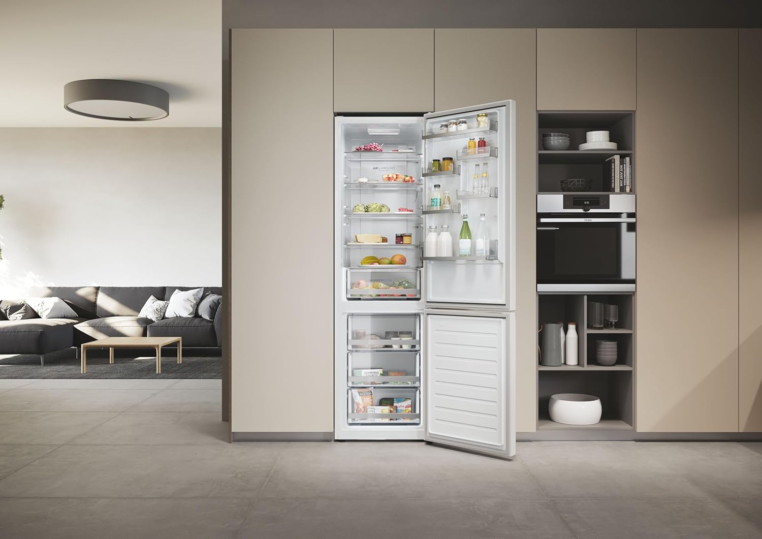 Haier - Combiné HDW série - 205x67x60cm - No Frost, 409L, blanc - HDW1620DNPW