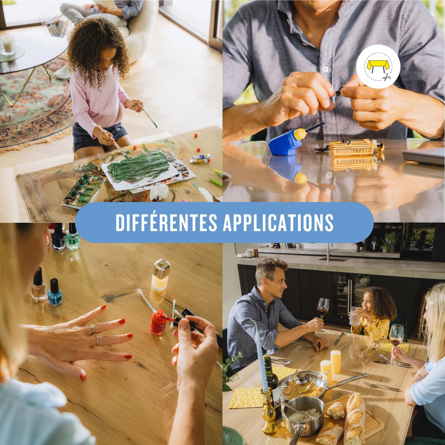 Nappe transparente ronde 120 cm, 2mm, anti-tache, lavable