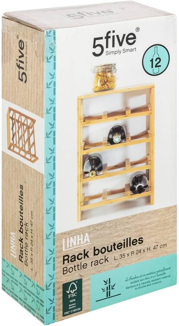 5five - Linha - 35x24x47 cm - étagère à bouteilles bambou 12 places