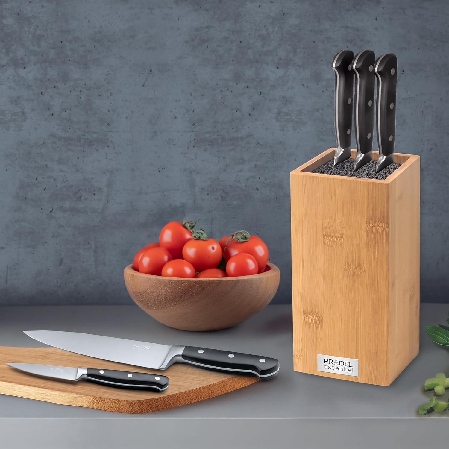 Blason - bloc spaghettis bambou 5 couteaux - inox 13C satiné noir