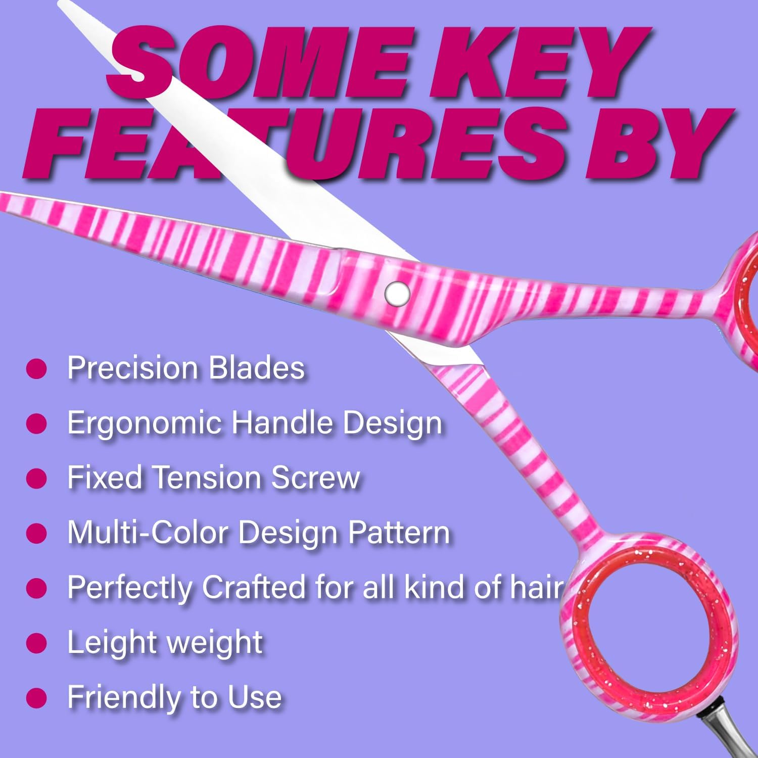 Ciseaux coiffure professionnels 6 pouces, acier inoxydable, rose