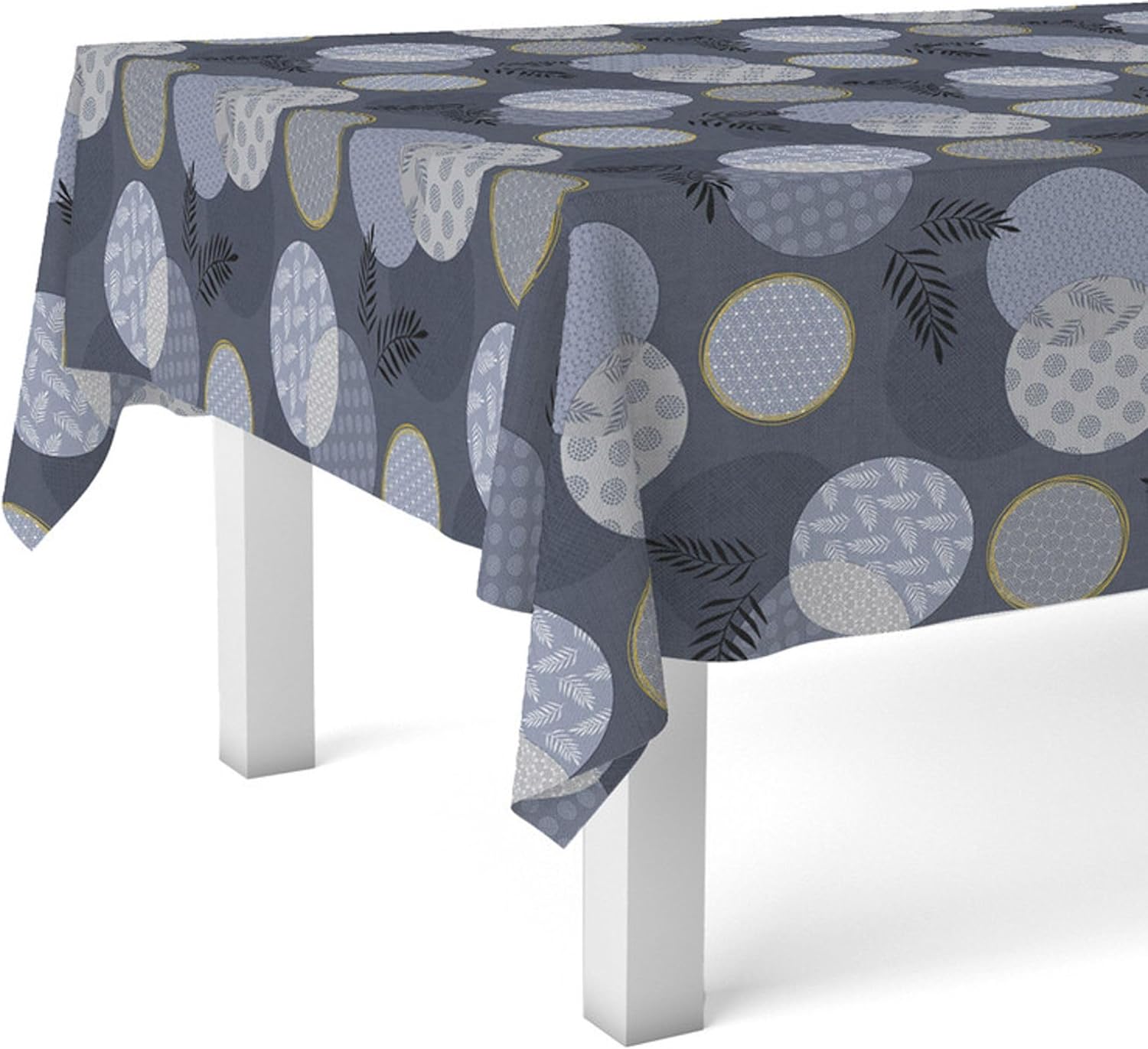 Nappe en toile cirée - rectangulaire 300x140cm - anti-taches, imperméable, bleu