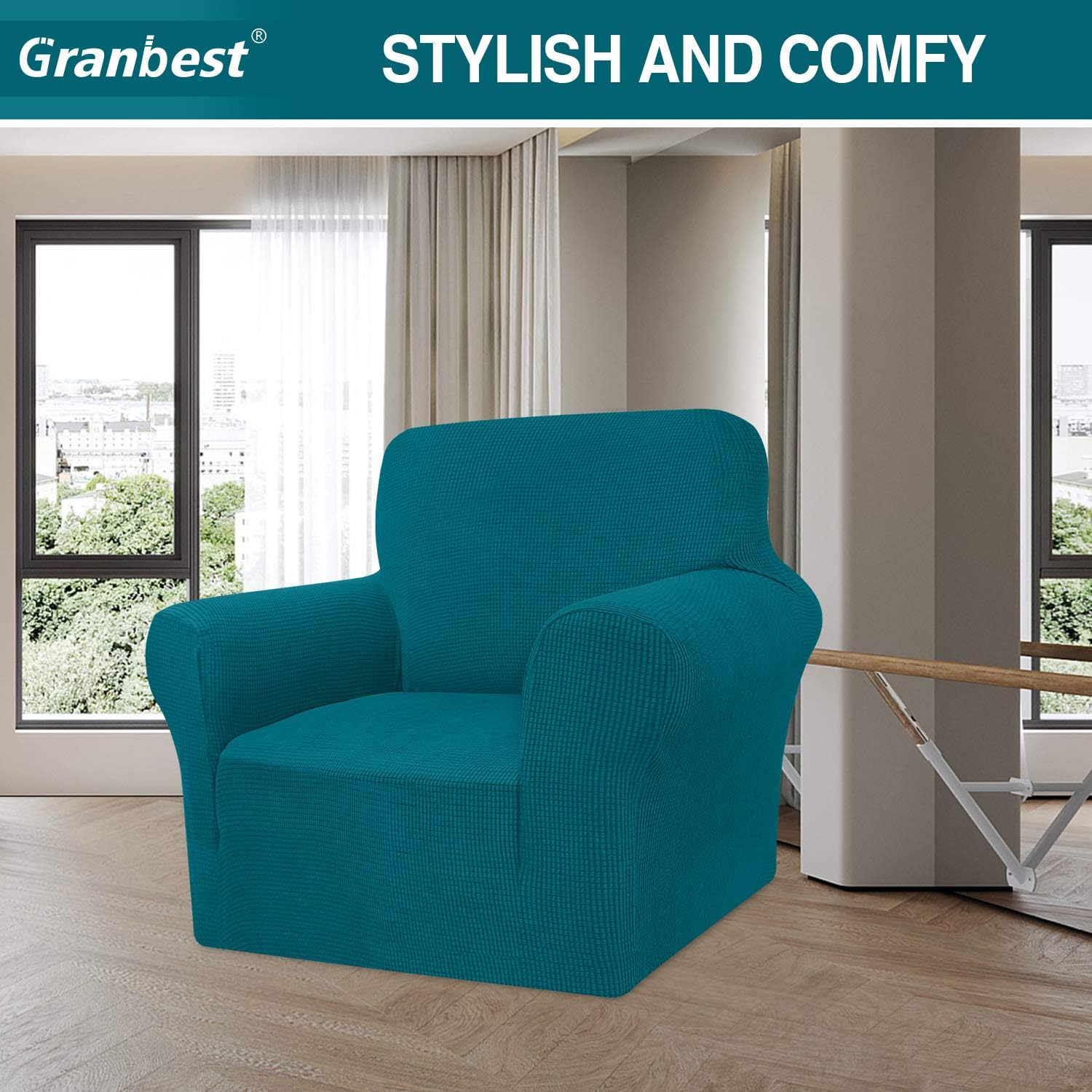 Granbest - housse canapé jacquard 1 place - extensible, protège animaux